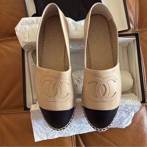 Lambskin CC Espadrilles 40 Beige Black